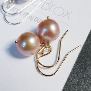 Freshwater Pearl Earrings, Dangle and drop, Gemstone jewelry, Lavender pearl, June birthstone, Bridesmaid earrings, Simple pearl earrings image 7
