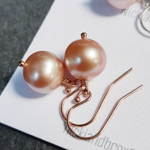 Freshwater Pearl Earrings, Dangle and drop, Gemstone jewelry, Lavender pearl, June birthstone, Bridesmaid earrings, Simple pearl earrings image 9