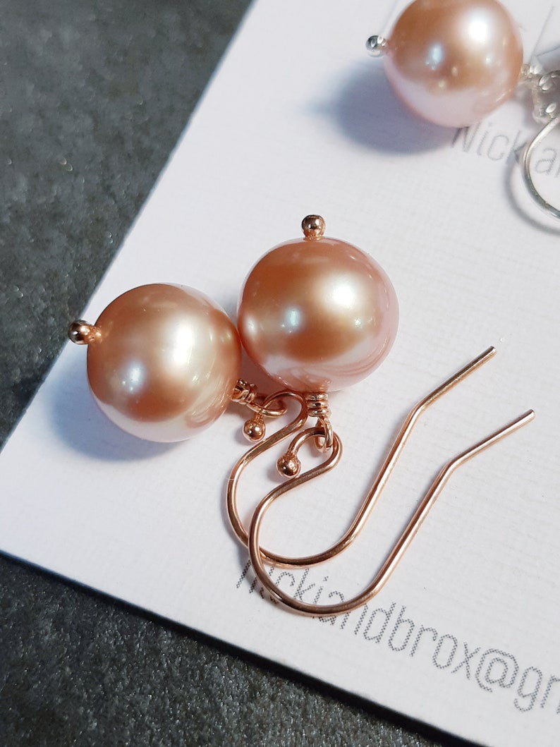 Freshwater Pearl Earrings, Dangle and drop, Gemstone jewelry, Lavender pearl, June birthstone, Bridesmaid earrings, Simple pearl earrings image 9