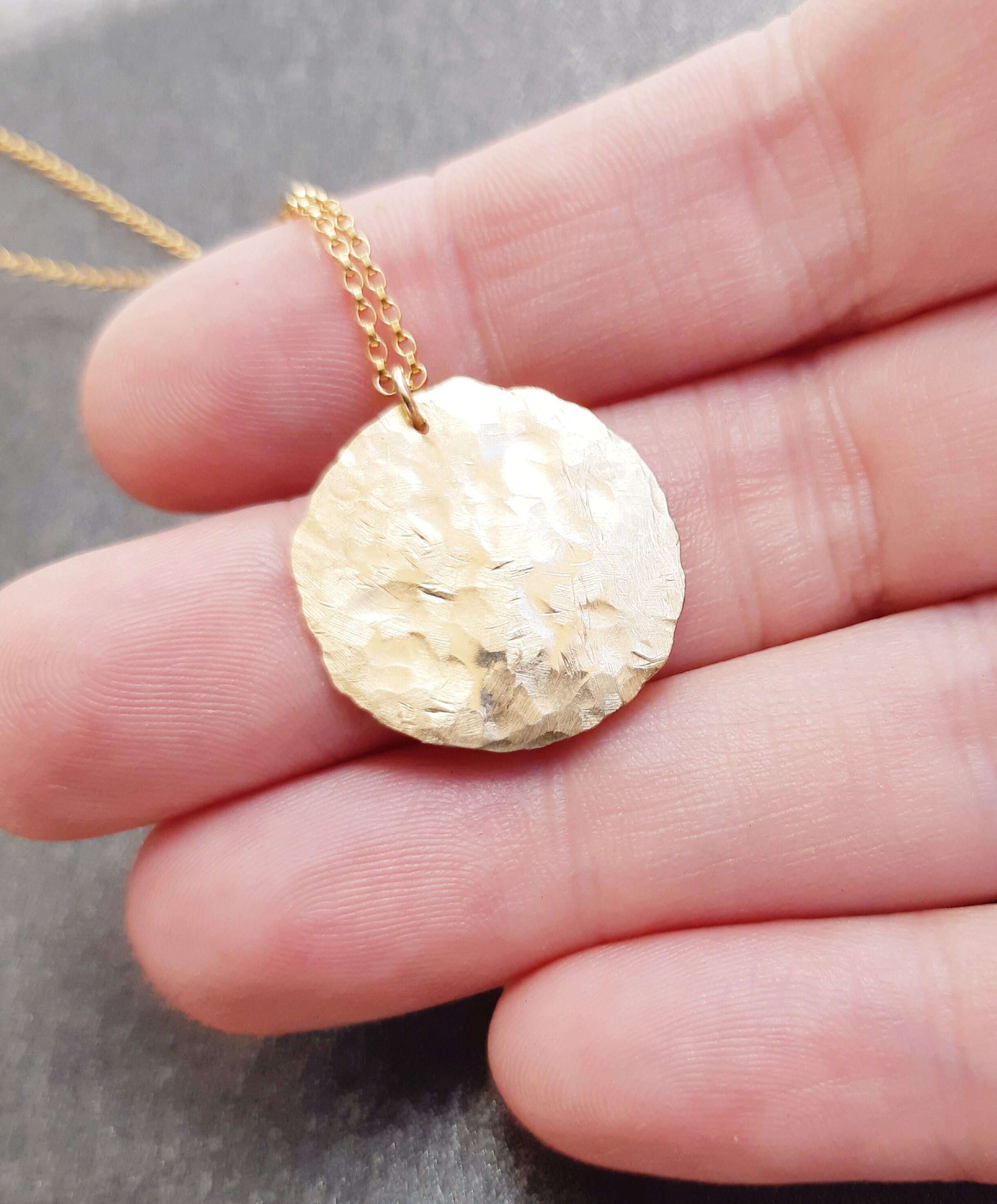 Hammered Coin Necklace Rose Gold Coin Necklace Hammered Etsy Sweden