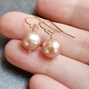 Freshwater Pearl Earrings, Dangle and drop, Gemstone jewelry, Lavender pearl, June birthstone, Bridesmaid earrings, Simple pearl earrings image 10