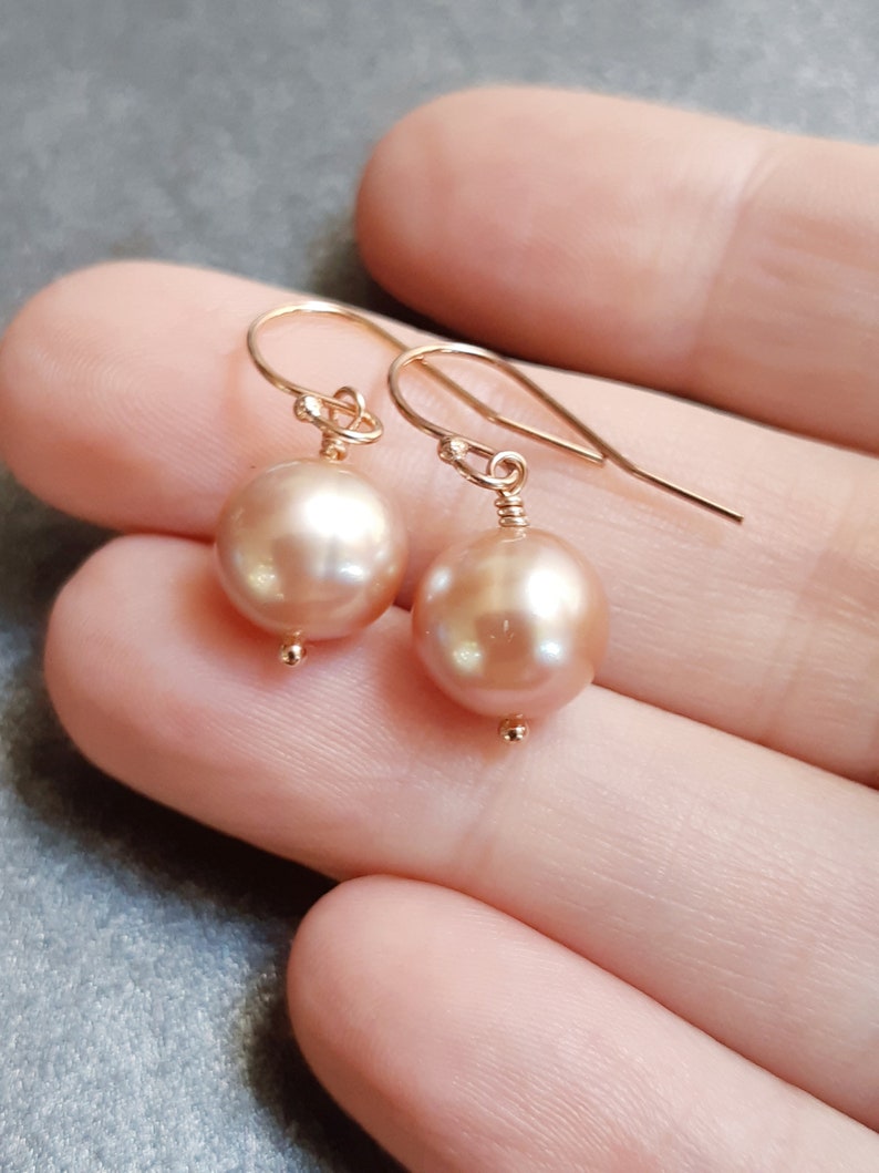 Freshwater Pearl Earrings, Dangle and drop, Gemstone jewelry, Lavender pearl, June birthstone, Bridesmaid earrings, Simple pearl earrings image 10