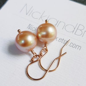 Freshwater Pearl Earrings, Dangle and drop, Gemstone jewelry, Lavender pearl, June birthstone, Bridesmaid earrings, Simple pearl earrings image 3