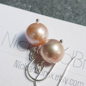 Freshwater Pearl Earrings, Dangle and drop, Gemstone jewelry, Lavender pearl, June birthstone, Bridesmaid earrings, Simple pearl earrings image 8