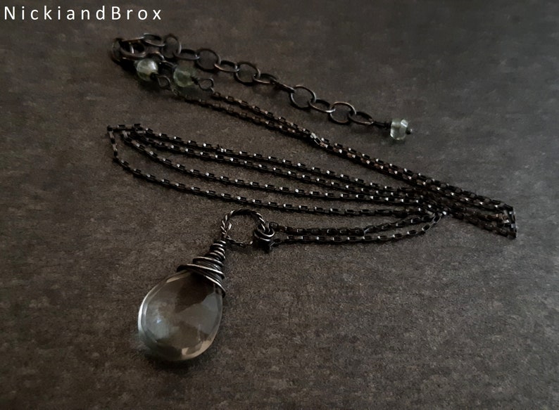 Gift for mum Wire wrapped gemstone necklace Christmas gift for girlfriend Green Amethyst Sterling Silver Necklace Amethyst necklace