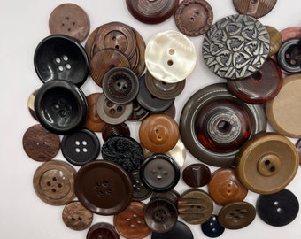 Budget mixed pack 50 assorted Earth tone buttons, mixed sizes, scrapbooking sewing craft