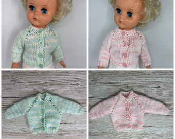 Hand knitted doll cardigan, button detail sweater for 31-38cm dolls, choice of colour *doll not included*