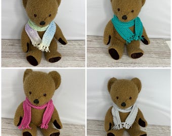Hand knitted long tassel winter scarf for medium 38-46cm teddy bears or dolls, choice of colour, BEAR NOT INCLUDED