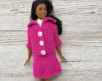 11” fashion doll hand knitted retro 1980s style power skirt suit & halter top *doll not included*