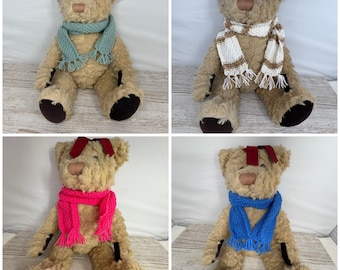Hand knitted long tassel winter scarf for large 48-56cm teddy bears or dolls, choice of colour, BEAR NOT INCLUDED