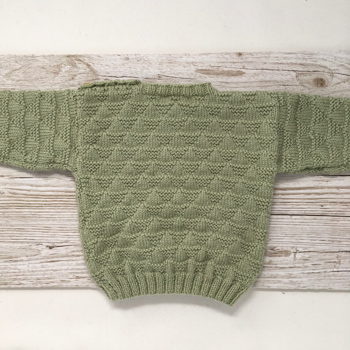 Hand Knitted Baby Sweater 1218 Months Gender Neutral Olive Etsy