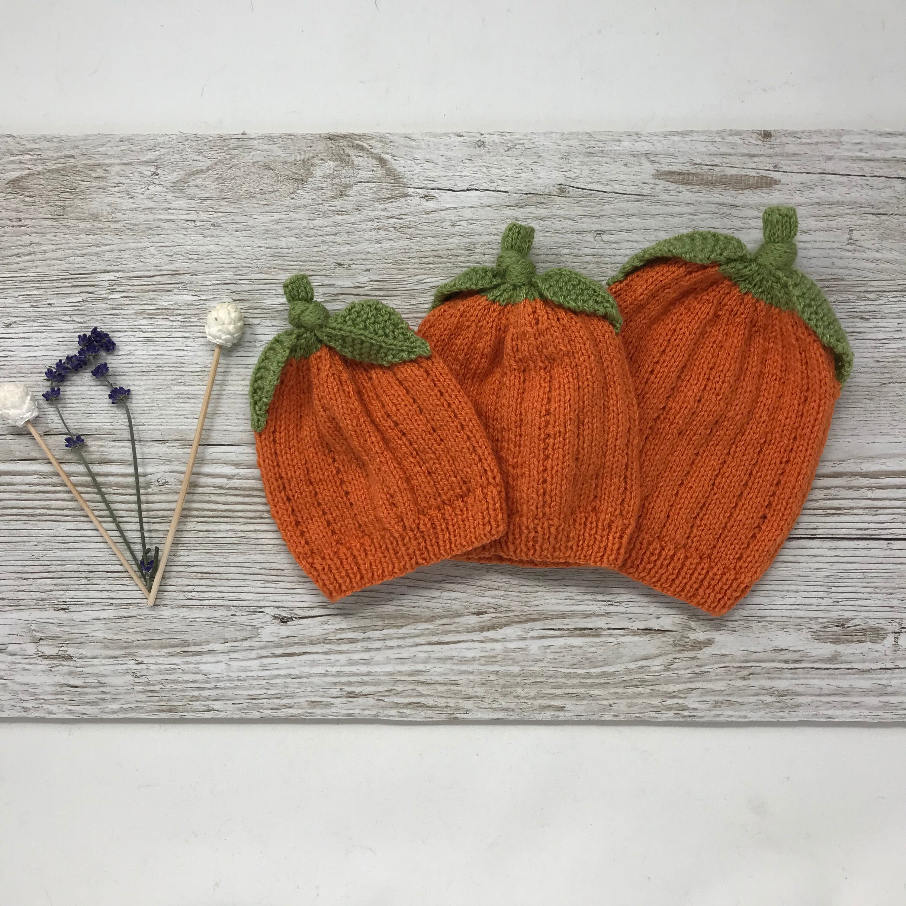 Knitted baby pumpkin hat, hand knit autumn fall thanksgiving beanie h…