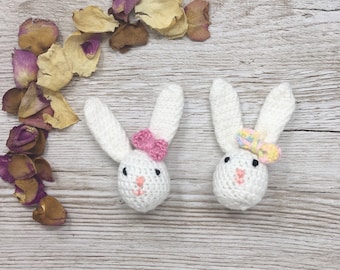 Rabbit brooch, hand crocheted bunny animal pin