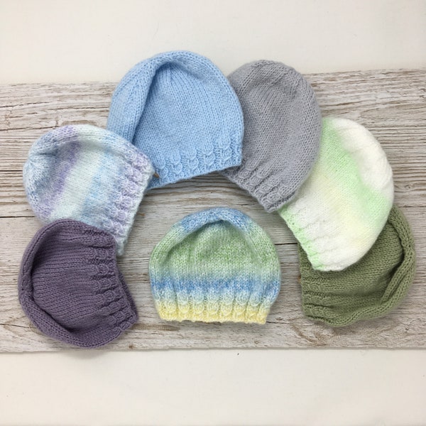 Knitted baby hat, 3-6 months beanie hat, gender neutral hand knit cap, assorted colours *Sale discontinued*