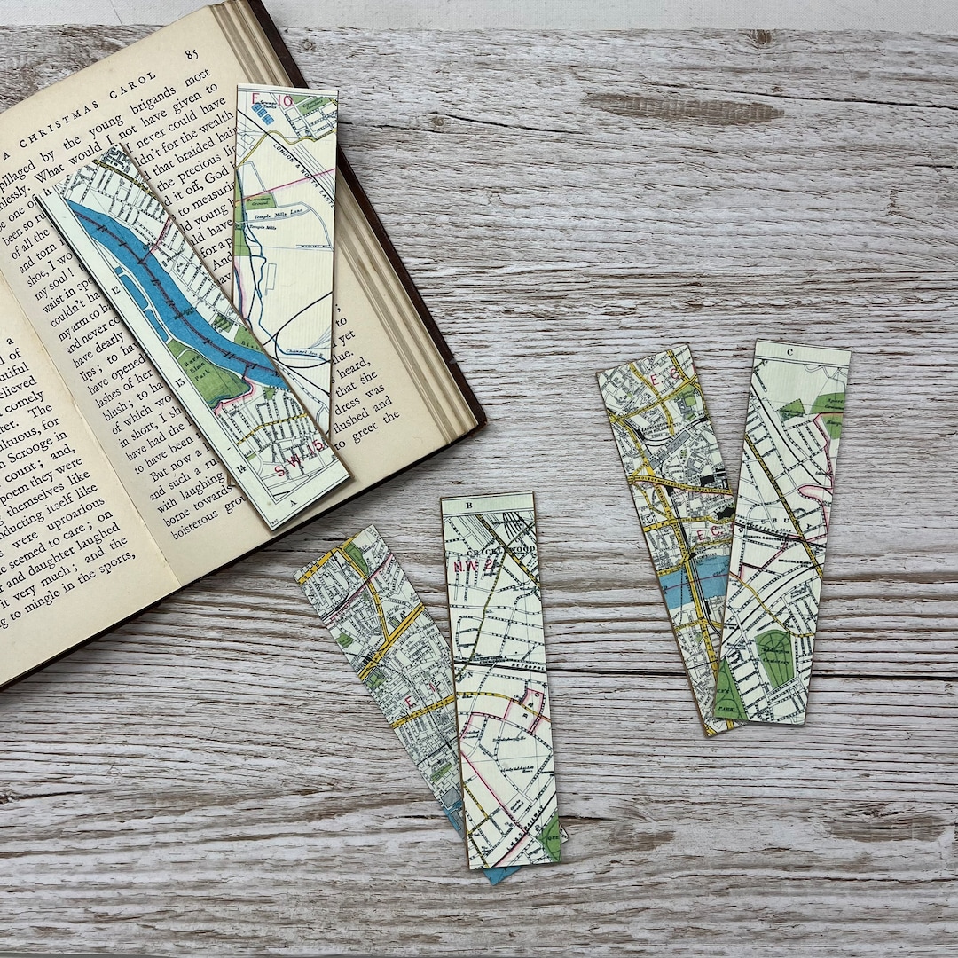 Set of 2 Map of London Bookmarks, Choice of Letter Book Lovers Gift Etsy