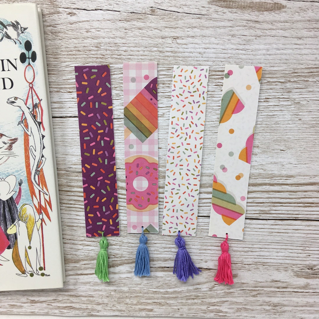 Set of 4 Kids Bookmarks Candy Sweets & Doughnuts Tassel - Etsy