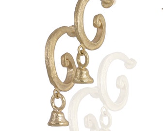 Bell Earrings,Gold Earrings,Bohemian Earrings,Unique Earrings,Handmade Earrings for Women,Stud Earrings,Gypsy Earrings,Dangle Earrings