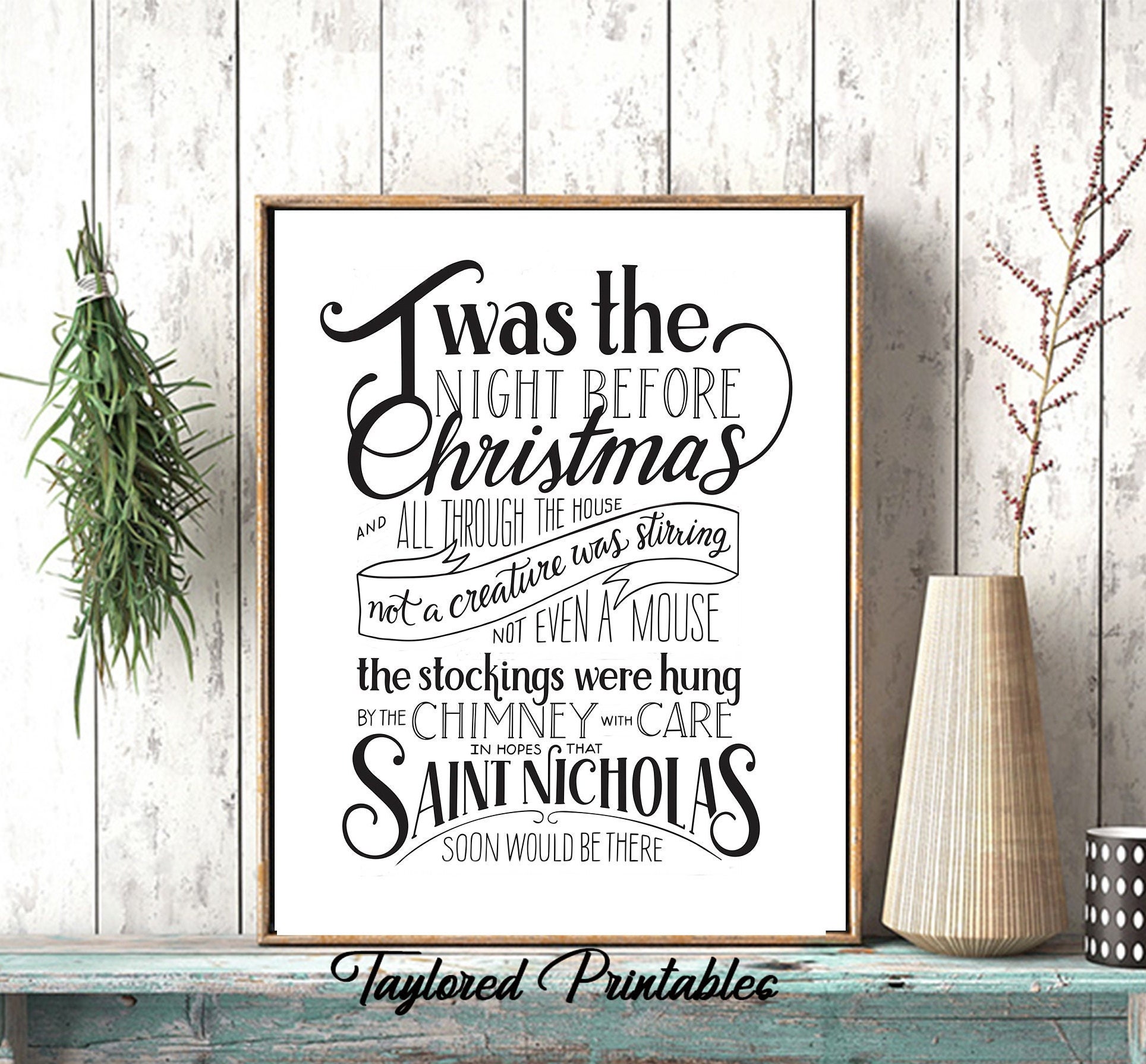 Christmas Twas the Night Before Christmas When All Through the - Etsy  Ireland