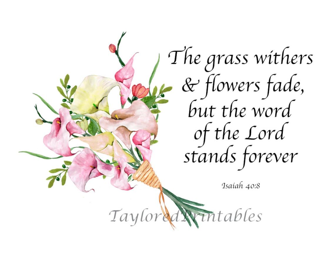 Scripture Verse Printable Art Grass Wither Flower Fade the Etsy