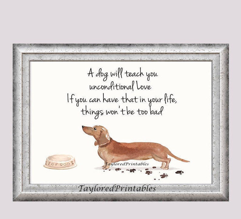 Dachshund Wall Art Watercolor Animal Dog Pet Es Inspirational Home Decor Childrens Poster Instant Printable