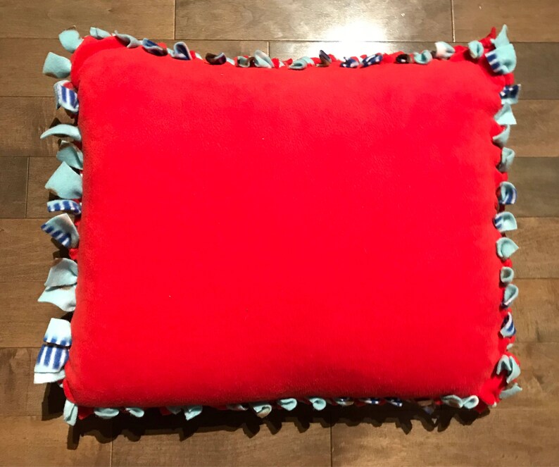Small Fleece Pet BedPillow Parisian Dachshund Print with Solid Red Back