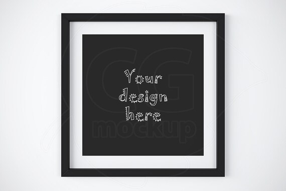 Black Frame With Matt Square Frame Mockup Print Background Black Frame With Matt Square Frame Mockup Print Background