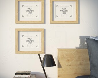 Download Free 8x10 mockup, Frame product mockup, Set of three frames, Empty frame, Picture frame, Styled stock, Wood matted frame, Wall decor, Mockups PSD Template