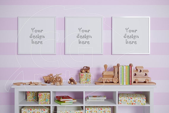 Square Frame Mockup Styled Stock Girls Room Mockup White Square Frame Mockup Styled Stock Girls Room Mockup White