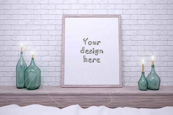 8x10 Mockup Brick Background Frame Mock Up Product Mockup