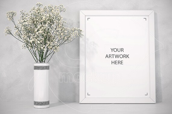 White Frame 85x11 Frame Mockup Styled Stock Photography Product