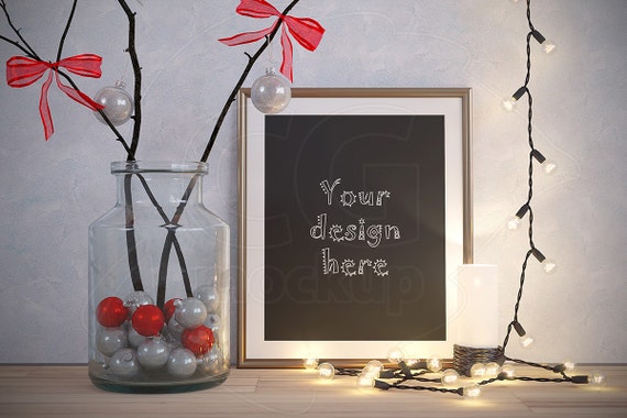 Gold Matted Frame Christmas Frame Mockup 8x10 Holiday Mock