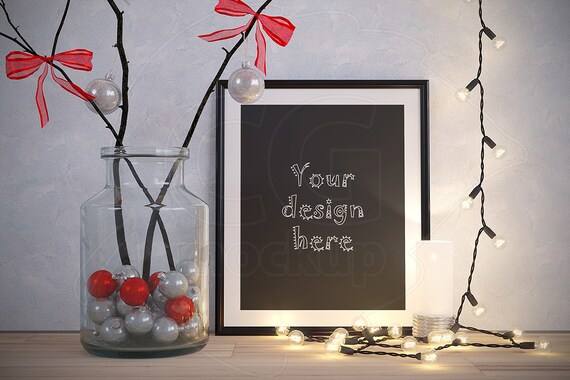 Black Matted Frame Christmas Mockup 8x10 Frame Mock Ups