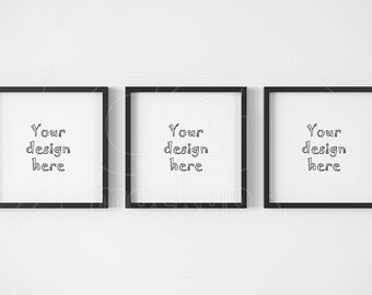Download Poster Mockup Set Of 3 Mockups Black Frames Square Frame Mockup Digital Product Mock Up White Background Minimalistic Smart Object Download Psd Mockup Premium Free For Design