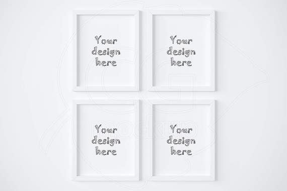 Set Of 4 Mockup White Frame Mockups 8x10 Frame
