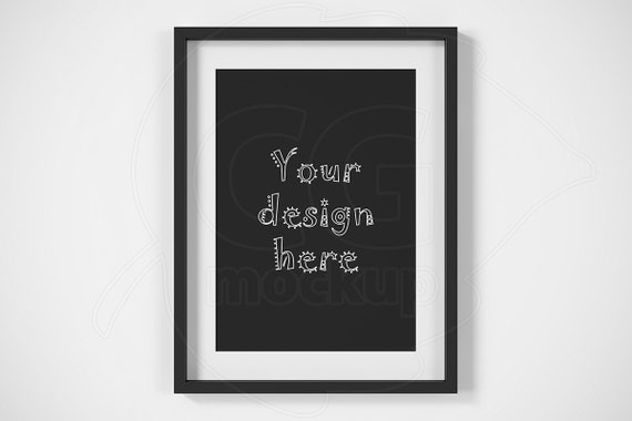 A4 A2 Frame Styled Mock Up Matted Black Frame Simple