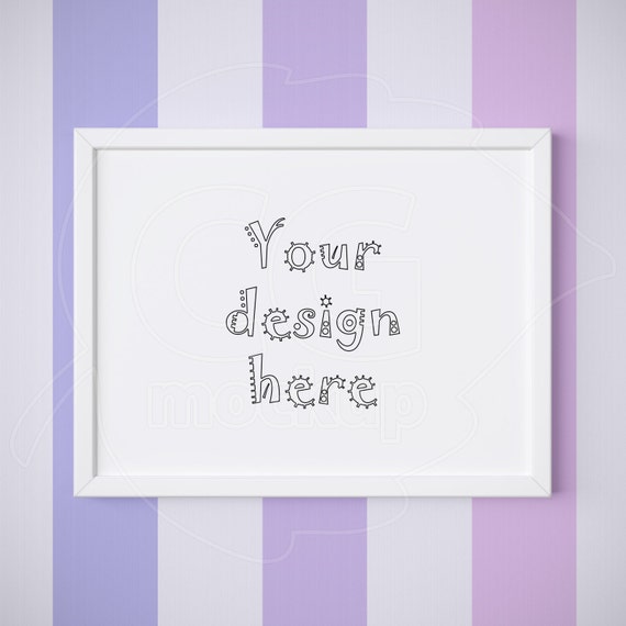 White Frame Mockup 12x16 Digital Product Mock Up Striped