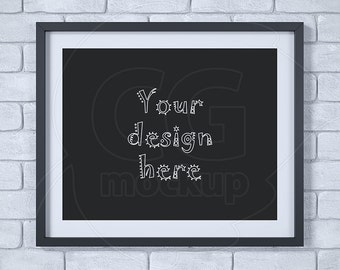 Download Free 8x10 frame with matt mockup, Brick background, Minimal black frame, Digital product mock up, Styled mockup, Instant download, Mockup photo PSD Template