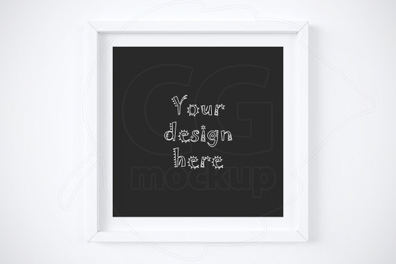 Square Frame Mockup Matted White Frame Artwork Background Product