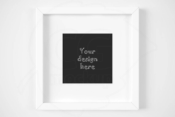 Anysize Mock Up Square Frame Mockup Matted White Frame