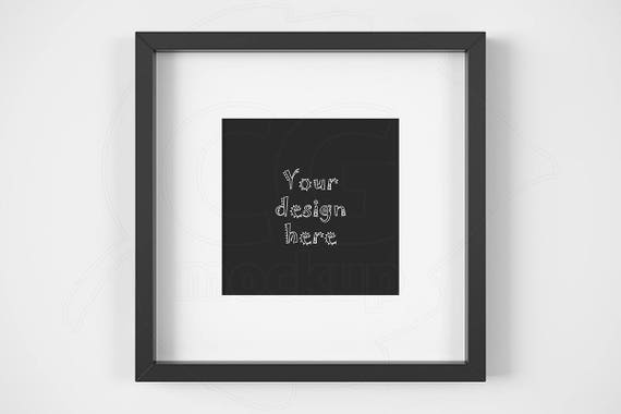 Square Frame Mockup Anysize Mock Up Matted Black Frame