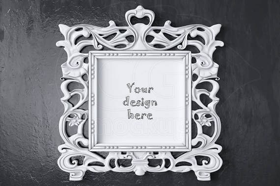 Antique Frame White Frame Mockup Square Mockup Photo Antique Frame White Frame Mockup Square Mockup Photo