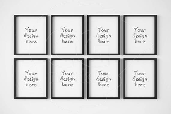Set Of 8 Frame Black Frame Mockup 8x10 Mockup
