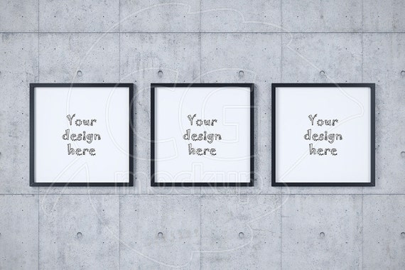 Digital Frame Mockup Concrete Wall Background Set Mockup Stock