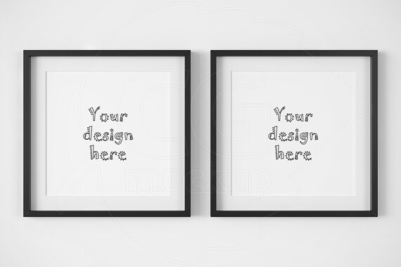 Set Of 2 Mockups Framed Art Black Frames Square