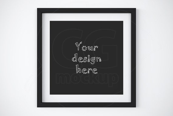 Black Frame With Matt Square Frame Mockup Print Background Etsy