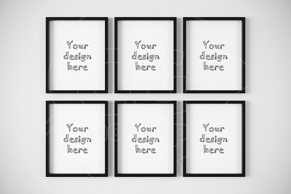 Download Set Of 6 Frame Digital Product Mock Up Black Frame Mockup Etsy