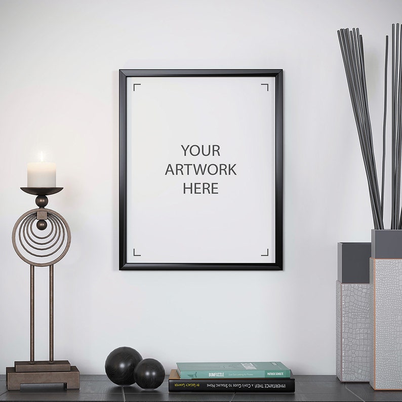 8x10/16x20 Black frame mockup Styled stock Digital product