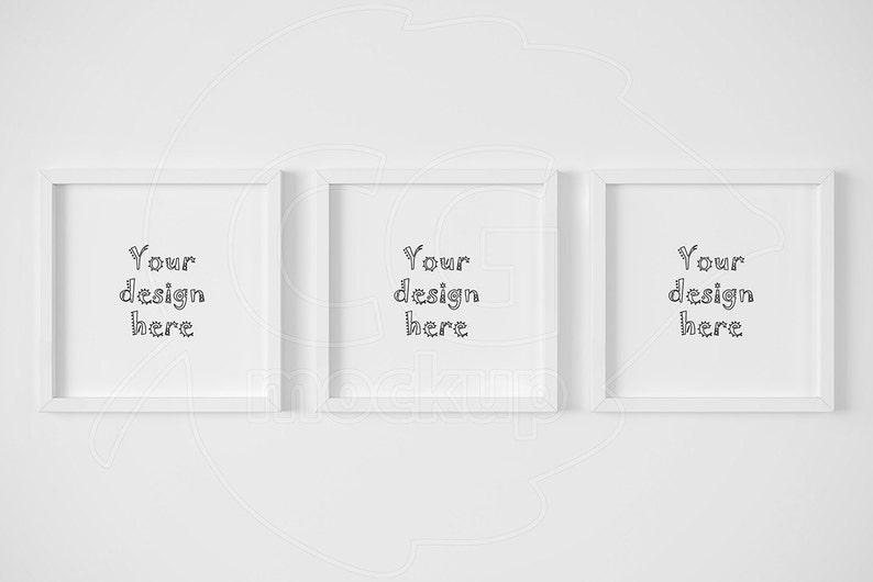 Smart Object Square Simple Frame Set Of 3 Mockups White Digital Mock Up Framed Art Background Minimalistic Psd