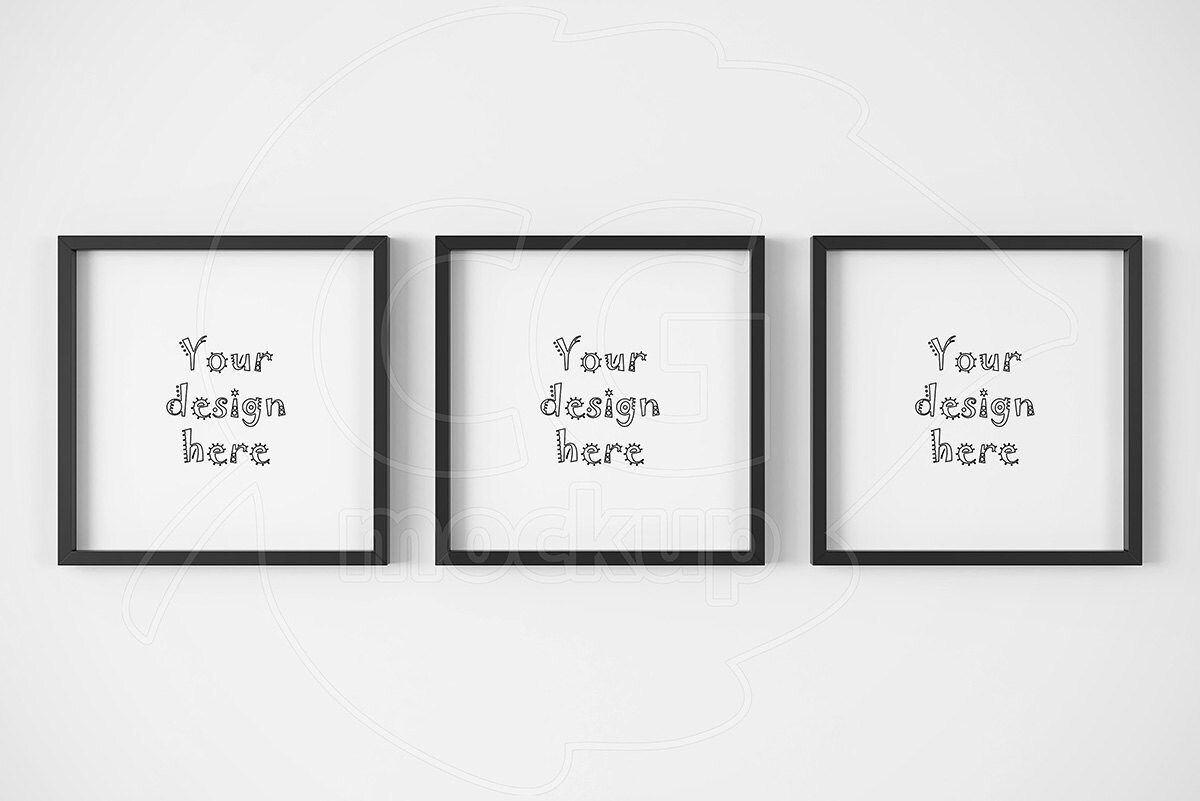 Download Poster Mockup Set Of 3 Mockups Black Frames Square Frame Etsy