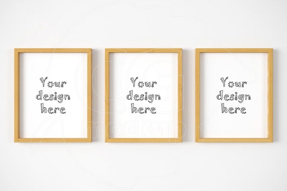 Frame Mockup Wood 8x10 Mock Up Set Of 3 Frame Etsy